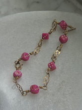 Load image into Gallery viewer, Vintage Pink Dice 1/20 12k Gold Fill Bracelet 7”
