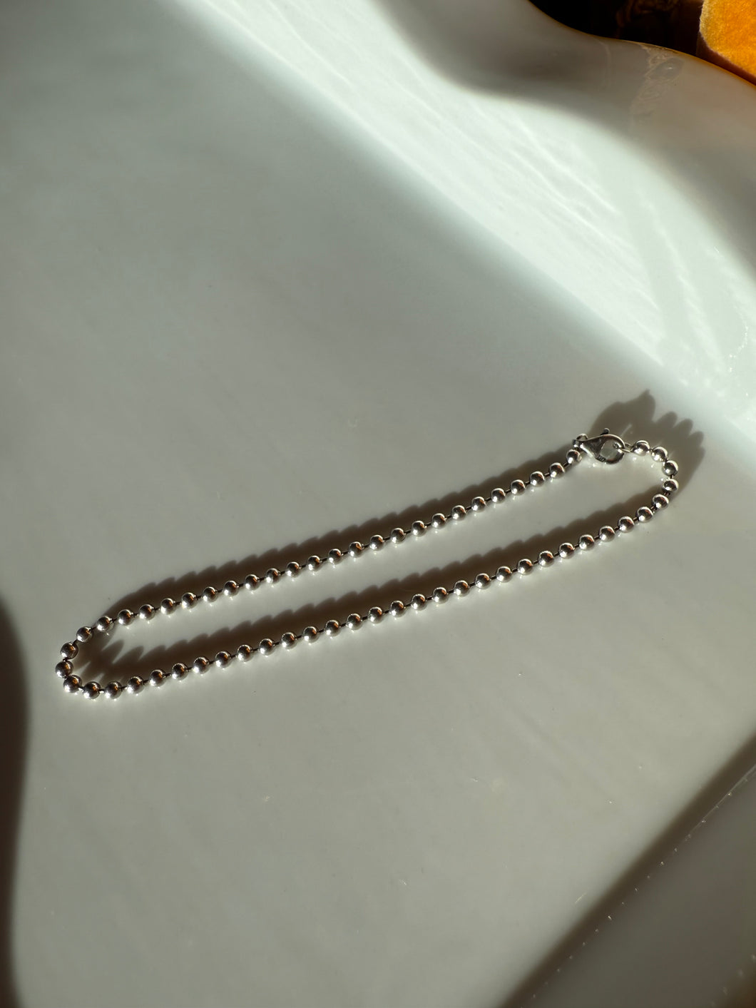 Micro Ball Chain Sterling Silver Bracelet 7.75”