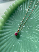 Load image into Gallery viewer, Pink Spinel Halo Gold Vermeil Necklace 18”
