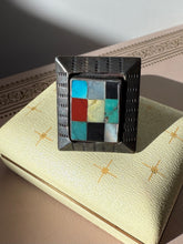 Load image into Gallery viewer, Mosaic Inlay Sterling Silver Chunky Ring Size 11.5
