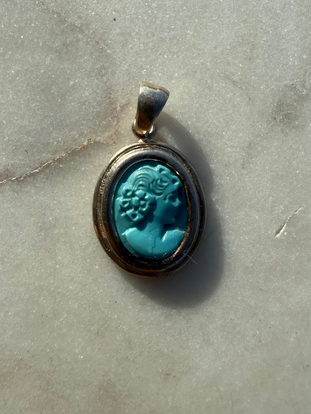 Blue Cameo Sterling Silver Pendant
