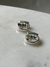 Load image into Gallery viewer, Blue Topaz Sterling Silver Clicker Hoops
