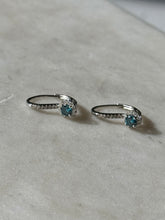 Load image into Gallery viewer, Blue &amp; White Diamond 14k White Gold Earrings
