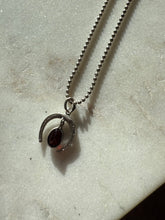 Load image into Gallery viewer, Garnet Horseshoe Sterling Silver Necklace 15”
