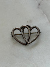 Load image into Gallery viewer, Antique Double Heart Sterling Brooch

