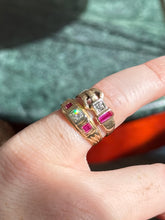 Load image into Gallery viewer, 1940s Buckle Diamond &amp; Synthetic Spinel Ring

