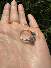 Load image into Gallery viewer, Opal &amp; Diamond 14k White Gold Bow Ring Size 6.75
