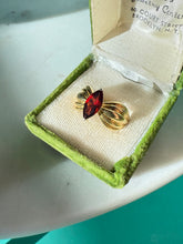 Load image into Gallery viewer, y2k Red Glass Gold Vermeil Ring Size 9.5
