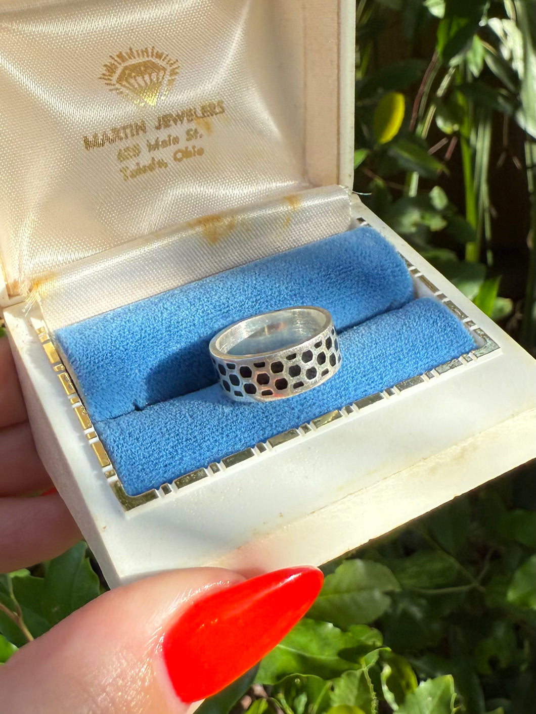 Black Enamel Sterling Silver Band Ring Size 5