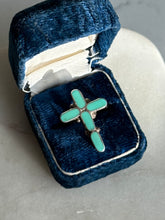 Load image into Gallery viewer, Turquoise Inlay Sterling Silver Cross Ring Size 5.25
