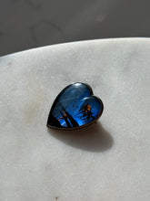 Load image into Gallery viewer, Blue Morpho Butterfly Heart Sterling Brooch
