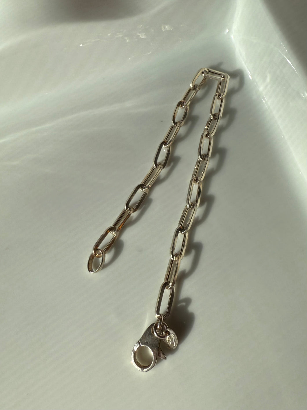 Paperclip Link Sterling Silver Bracelet 7.5”