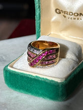 Load image into Gallery viewer, Chunky Gold Vermeil Pink Sapphire Ring Size 5.5
