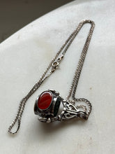 Load image into Gallery viewer, Vintage Multistone Spinner Fob Sterling Necklace 17.75”
