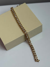 Load image into Gallery viewer, Vintage Solid 14k Yellow Gold Natural Diamond S-Link Tennis Bracelet 7”

