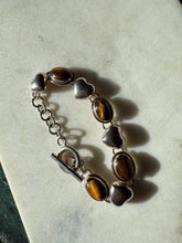 Load image into Gallery viewer, Tigers Eye Sterling Silver Heart Bracelet 7.75”
