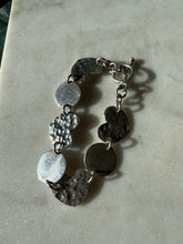 Load image into Gallery viewer, Hammered Heart + Disc Solid Sterling Bracelet 7”
