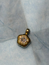 Load image into Gallery viewer, Puffy Blue &amp; White Flower 18k Gold Charm
