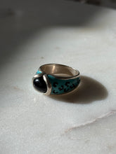 Load image into Gallery viewer, Canadian Blue Enamel Sterling Silver Ring Size 9.25
