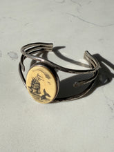 Load image into Gallery viewer, Scrimshaw Boat Sterling Silver Cuff Bracelet
