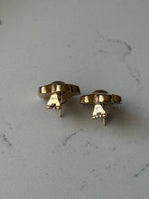 Load image into Gallery viewer, Italian 14k Yellow Gold Flower Omega Back Earrings *has dents*
