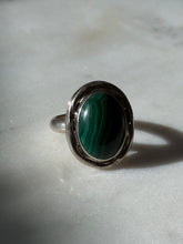 Load image into Gallery viewer, Vintage Malachite Sterling Silver Ring Size 10

