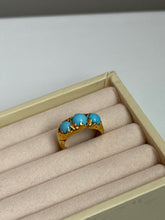 Load image into Gallery viewer, Antique Persian Turquoise 22k Gold Trilogy Ring Size 3.75
