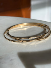 Load image into Gallery viewer, Vintage 14k Yellow Gold Thin Bangle Bracelets Set of 3
