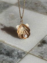 Load image into Gallery viewer, Vintage 14k Gold Dainty Pearl Shell Charm
