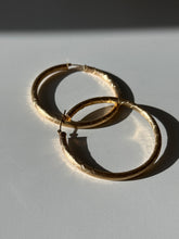 Load image into Gallery viewer, Etched 14k Yellow Gold Large Hoops 1.90”
