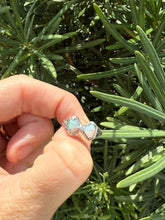 Load image into Gallery viewer, Opal &amp; Diamond 14k White Gold Bow Ring Size 6.75
