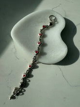 Load image into Gallery viewer, Mexico Red Enamel Heart Sterling Silver Toggle Clasp Bracelet 7.25”
