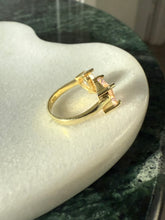 Load image into Gallery viewer, Pink &amp; White CZ Gold Vermeil Toi Et Moi Ring Size 6.25
