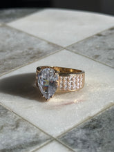 Load image into Gallery viewer, Pear Cut Cubic Zirconia Gold Vermeil Ring Size 9
