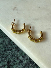 Load image into Gallery viewer, Peridot Gold Vermeil Mini Hoops

