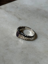Load image into Gallery viewer, Sterling Silver Ribbed Amethyst Ring Size 9
