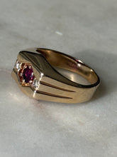 Load image into Gallery viewer, Ruby &amp; Diamond Solid 14k Yellow Gold Ring Size 8.5
