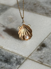 Load image into Gallery viewer, Vintage 14k Gold Dainty Pearl Shell Charm
