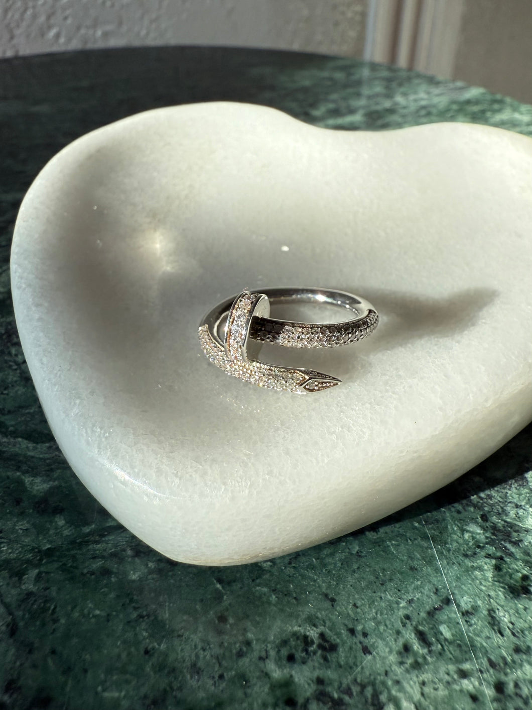 Zircon Wraparound Nail Sterling Silver Ring Size 6