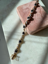 Load image into Gallery viewer, Two-Tone Gold Vermeil Blue Sapphire &amp; CZ Tennis Bracelet 7.25”
