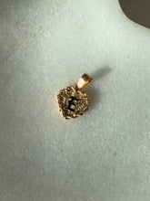 Load image into Gallery viewer, Black Enamel ‘E’ Etched Heart 14k Gold Pendant
