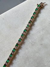 Load image into Gallery viewer, Emerald &amp; Diamond 10k Gold Tennis Bracelet 7”
