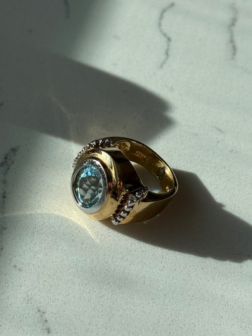 Blue Topaz Gold Vermeil Ring Size 6.25