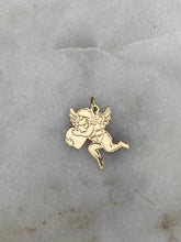 Load image into Gallery viewer, Stencil Cherub Angel 14k Gold Charm
