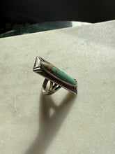 Load image into Gallery viewer, Elongated Turquoise Sterling Silver Ring Size 4.75
