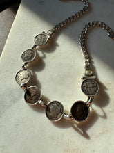 Load image into Gallery viewer, Vintage Sterling Silver Coin Necklace 16”
