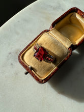 Load image into Gallery viewer, Red Synthetic Stone &amp; Spinel Gold Vermeil Ring Size 6
