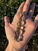 Load image into Gallery viewer, Vintage 14k Solid Yellow Gold Cabochon Multi Gemstone Puffy Mariner Link Bracelet
