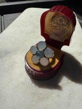 Load image into Gallery viewer, Mother of Pearl &amp; Blue Topaz Flower Ring Size 7
