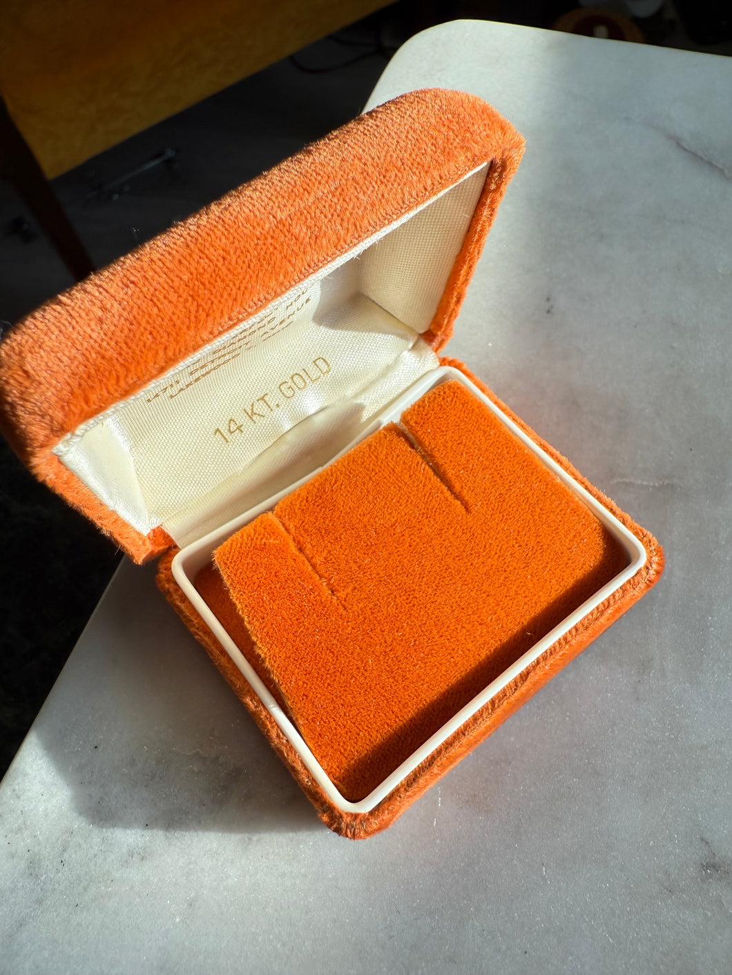 Vintage Orange Velvet Earring Box